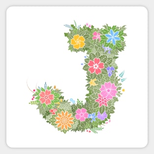 "J" Floral Letter Monogram Magnet